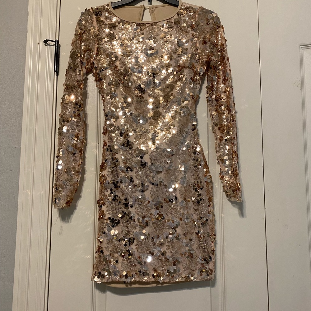 Sequined rose gold dress